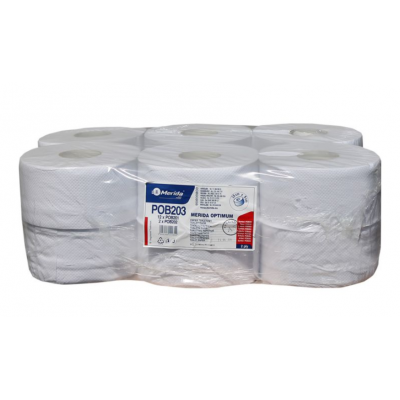 Biały dwuwarstwowy papier toaletowy Merida Optimum 140 m